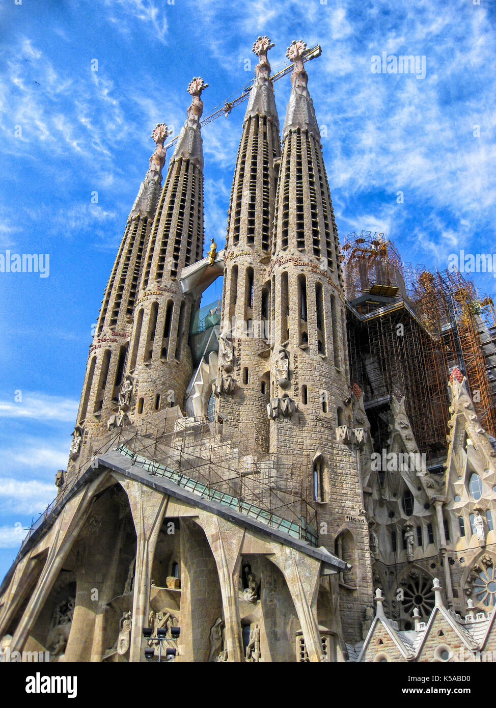 Flèches de la basilique de la Sagrada Família Banque D'Images