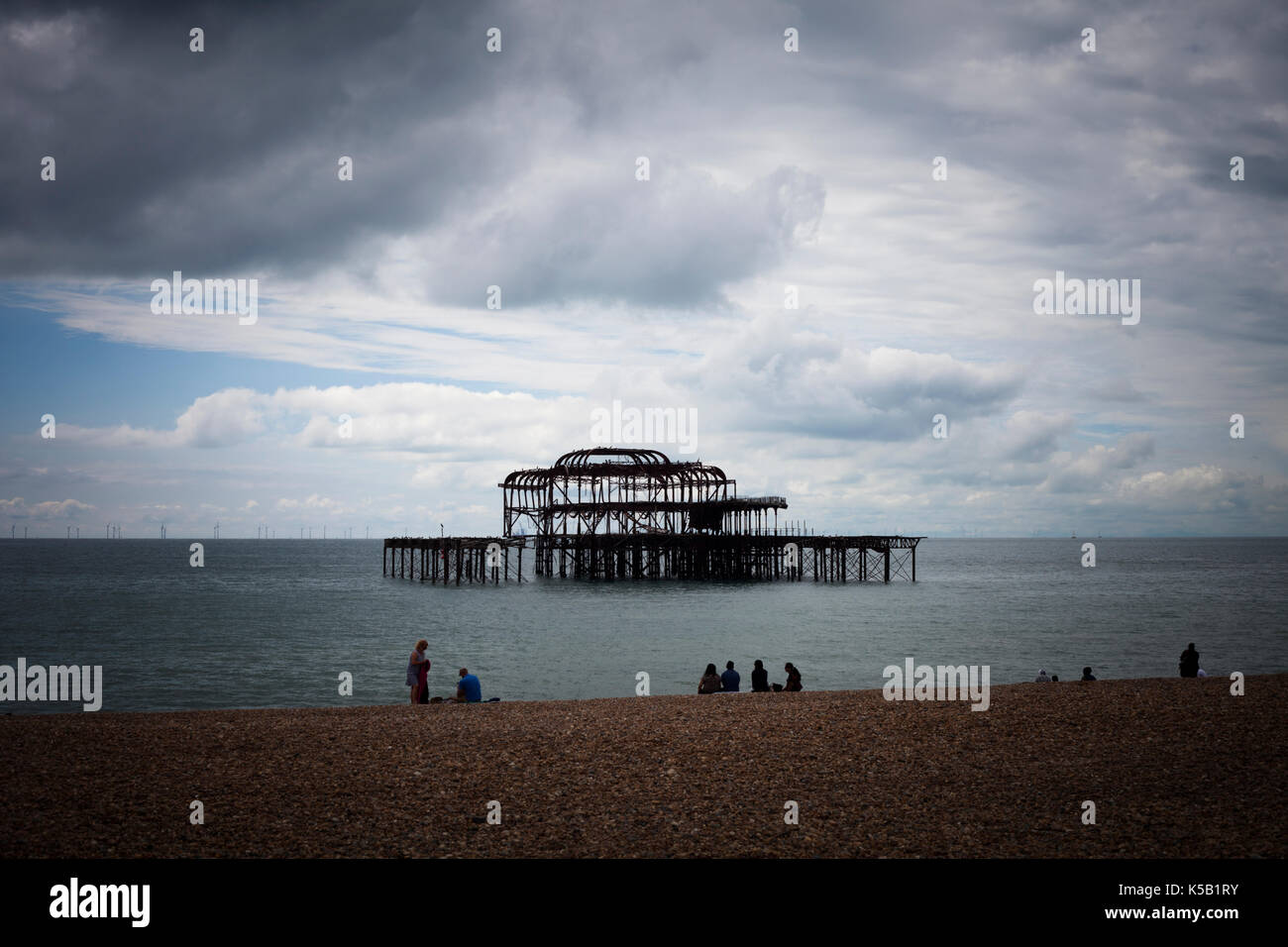 Ruines brûlées, vieux port de Brighton Seafront, East Sussex, Angleterre Banque D'Images