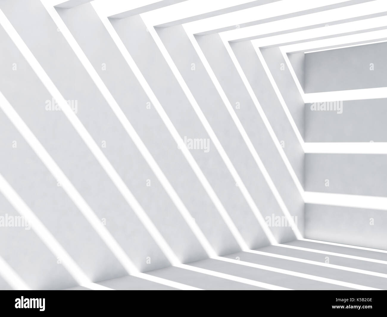 Résumé Contexte intérieur vide. Chambre blanche avec motif de la lumière au dessus de mur et de sol, 3d illustration Banque D'Images