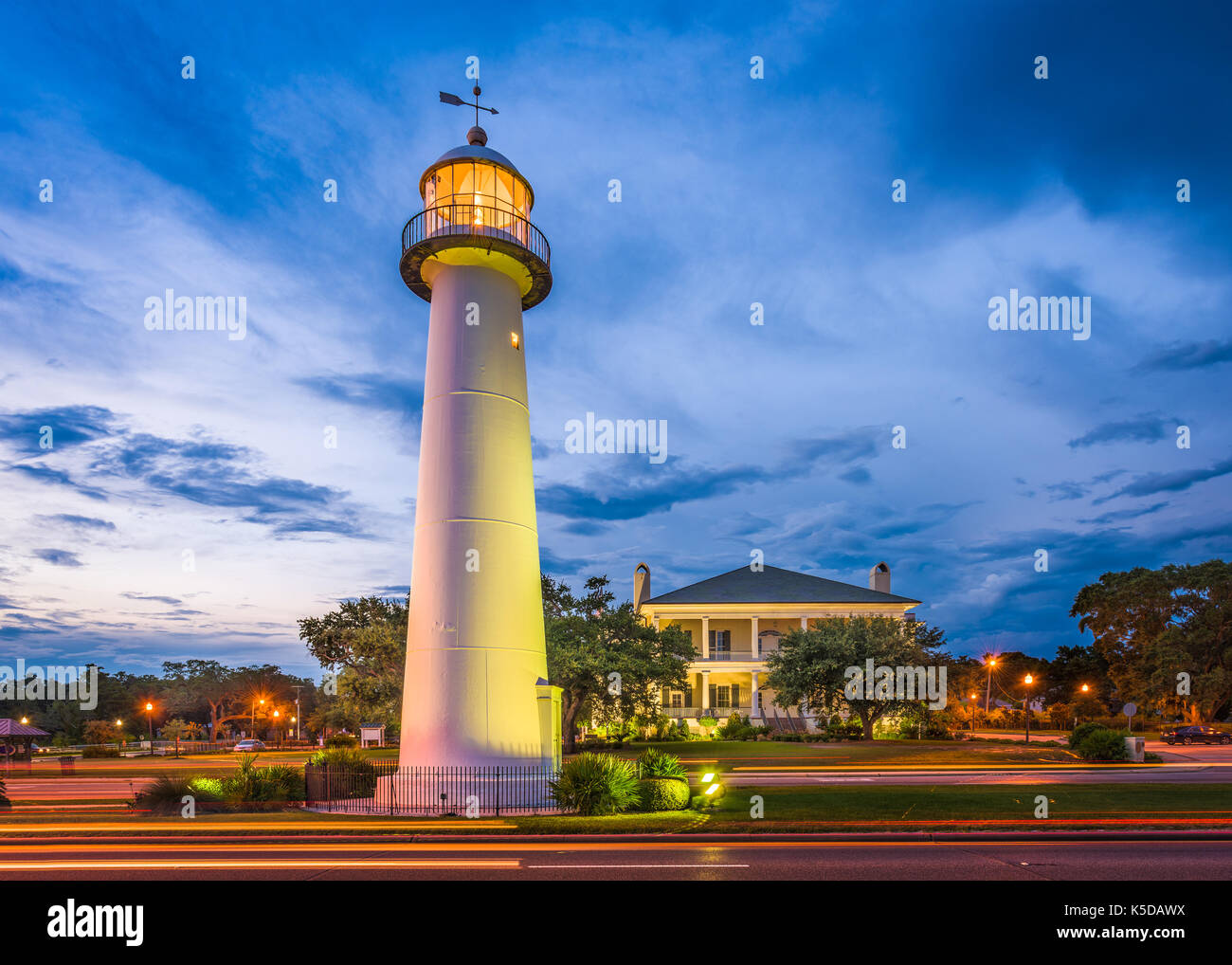 Biloxi, Mississippi USA au phare de Biloxi. Banque D'Images