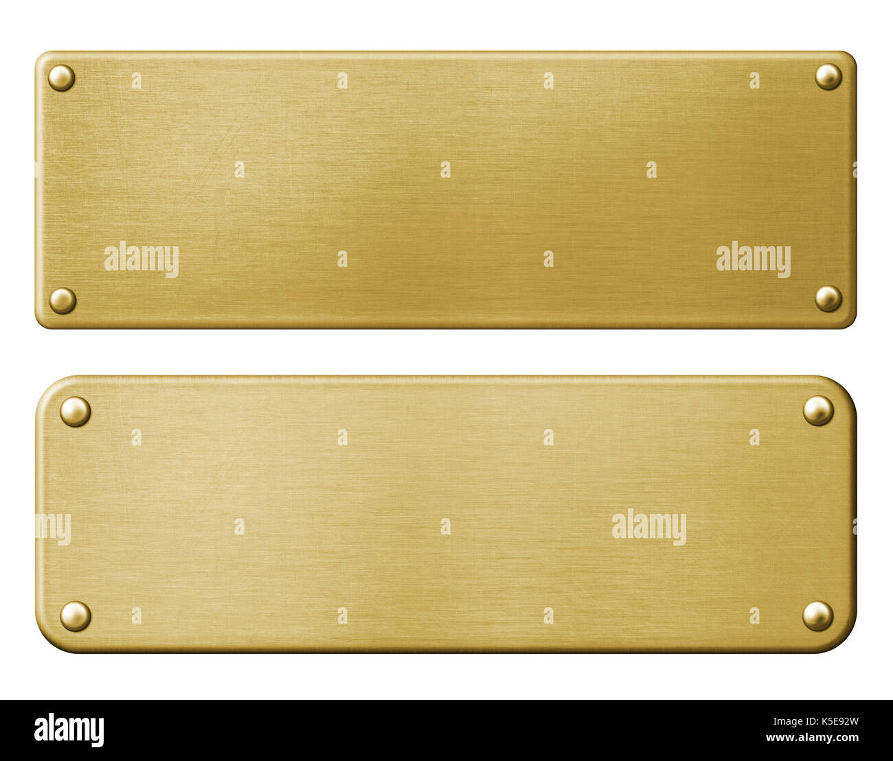 Plaques en bronze avec rivets 3d illustration isolé avec chemins de détourage inclus Banque D'Images