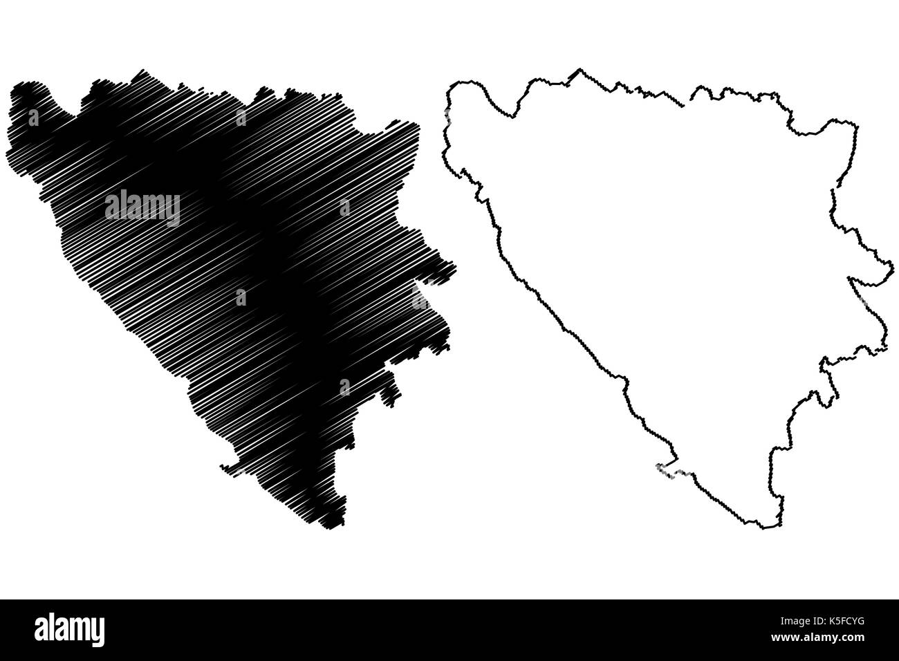 La Bosnie-et-Herzégovine map vector illustration gribouillage, croquis Bosnie-Herzégovine Illustration de Vecteur