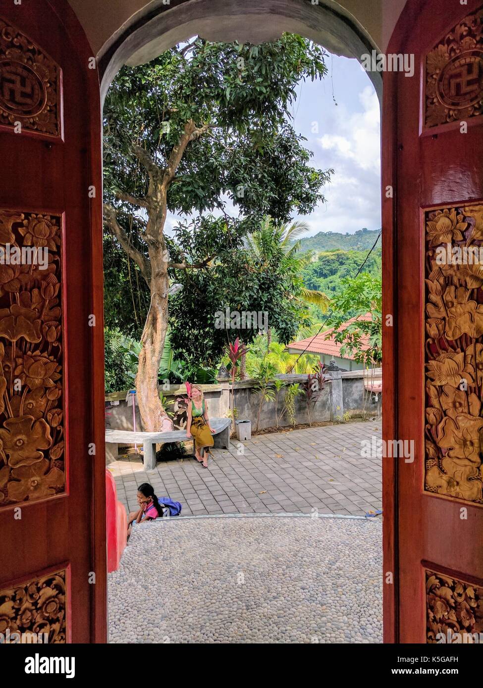 Vue sur campagne temples de Bali au cours de la journée, l'Indonésie Banque D'Images