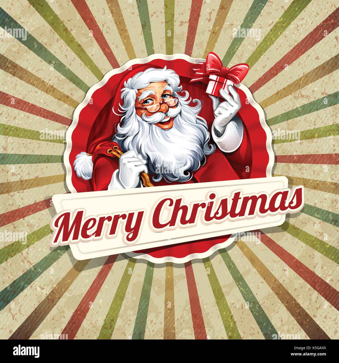 modèle de un vieux Noël enveloppe avec une image de Père Noël claus. rétro  style Noël carte avec Noël affranchissement timbres. vecteur illustration  dans dessin animé, rétro style. content Nouveau année 28334378