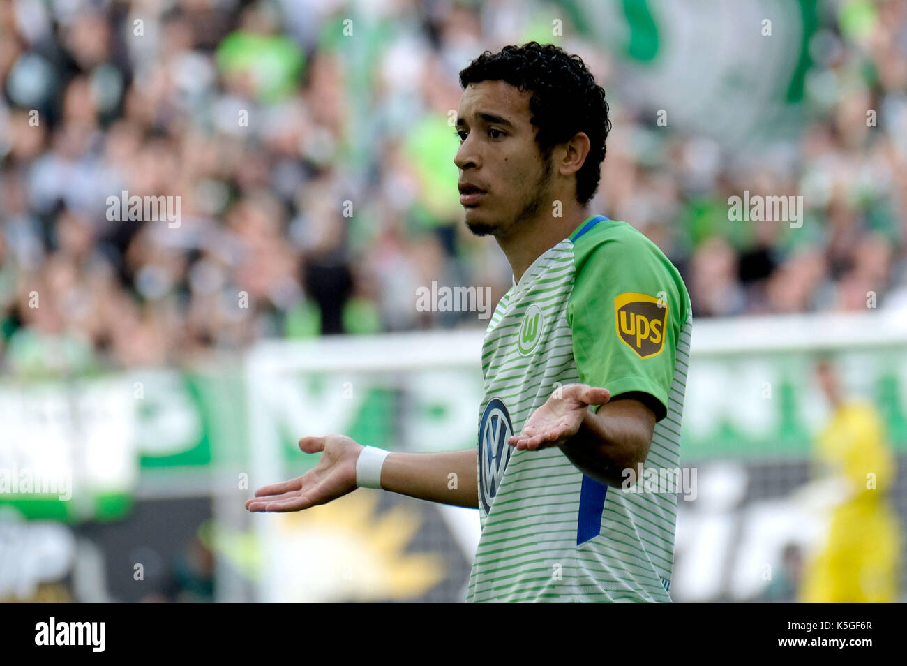 Wolfsburg, Allemagne. Sep 9, 2017 William de Wolfsburg. Au cours de la Bundesliga match de foot entre vfl wolfsburg et Hanovre 96 dans l'arène de Volkswagen à Wolfsburg, Allemagne, 9 septembre 2017. (Conditions d'embargo - attention : en raison de la lignes directrices d'accréditation, le LDF n'autorise la publication et l'utilisation de jusqu'à 15 photos par correspondance sur internet et dans les médias en ligne pendant le match.) photo : silas stein/dpa/Alamy live news Banque D'Images
