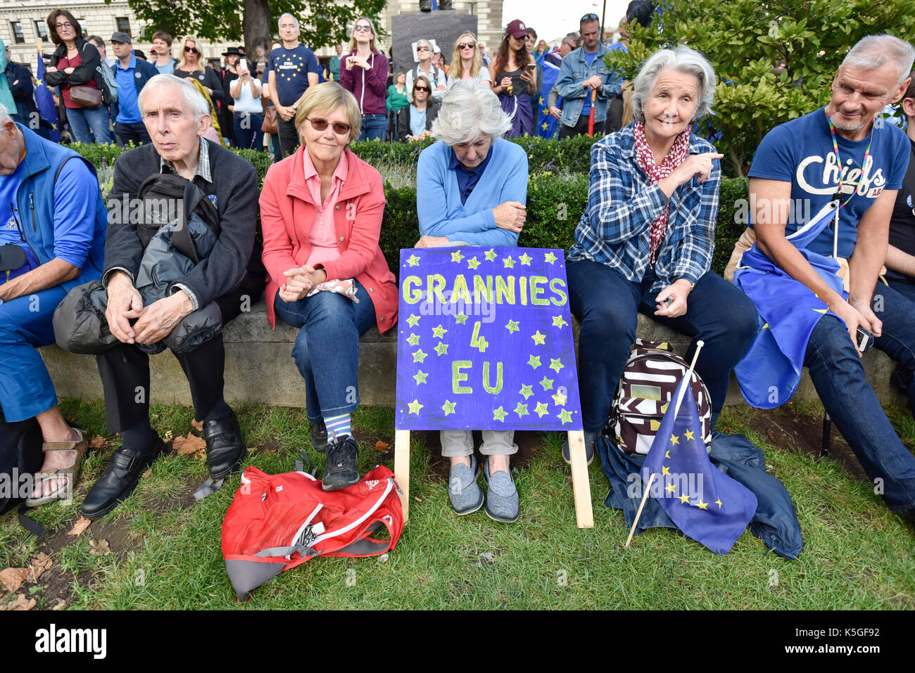 Londres, Royaume-Uni. 9 septembre 2017. Anti-Brexit manifestants prendre part à une marche pour l'Europe rassemblement à la place du Parlement faisant campagne pour le renouvellement de l'adhésion de l'Union européenne. Crédit : Stephen Chung / Alamy Live News Banque D'Images