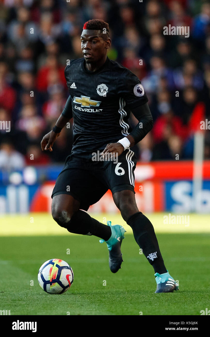 Stoke-on-Trent, Royaume-Uni. 09Th sep 2017. paul pogba de Manchester United au cours de la Premier League match entre Stoke City et Manchester United au stade de bet365 le 9 septembre 2017 à Stoke-on-Trent, Angleterre. crédit : phc images/Alamy live news Banque D'Images