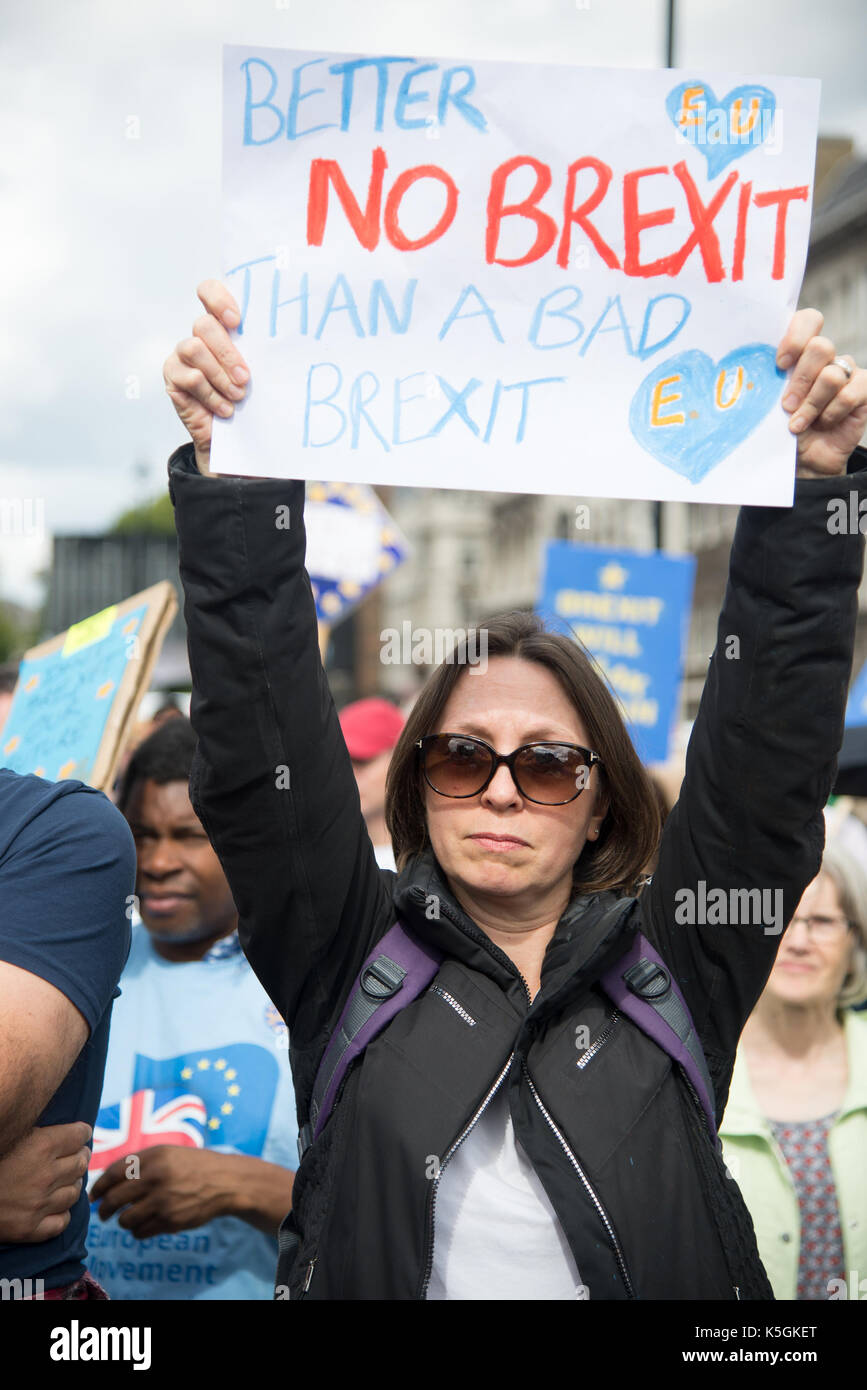 Londres, Royaume-Uni. 9 septembre 2017. La marche du peuple pour l'Europe « mieux vaut non Brexit que mauvais Brexit ». Crédit : A.Bennett Banque D'Images