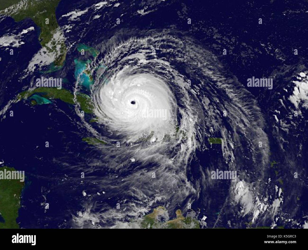 L'ouragan l'irma sur le sud de la France comme il se dirige vers le sud de la Floride comme une tempête de catégorie 5, comme illustré par le satellite GOES-16 septembre 8, 2017. Banque D'Images