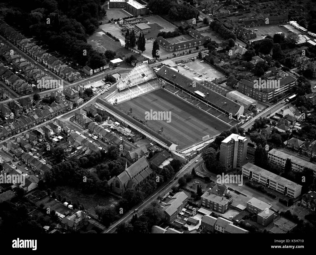 Photo aérienne du stade de football de Southampton - le Dell - Southampton, Hampshire, England, UK Banque D'Images