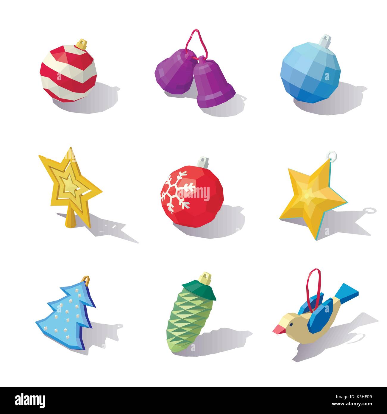 Décorations de Noël isométrique isolé sur fond blanc. Illustration de Vecteur