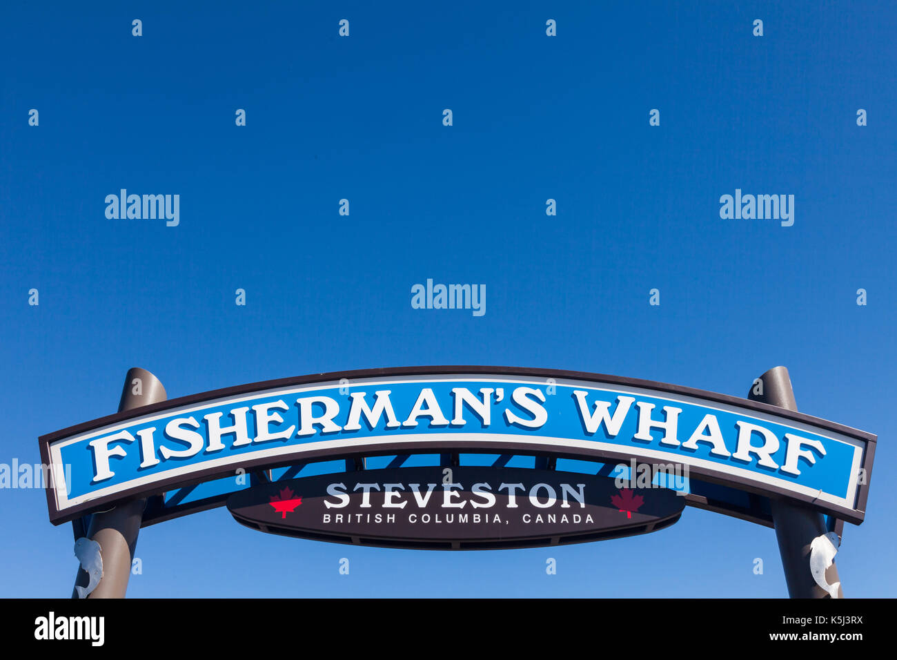 Inscrivez-vous à l'entrée de la Steveston Fisherman's Wharf Banque D'Images