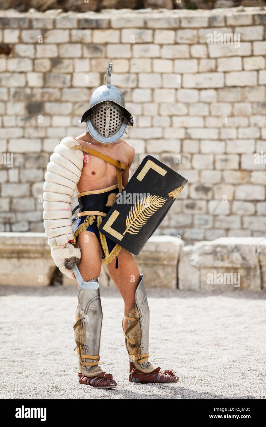 Gladiateurs se battant au Tarragonas coliseum Banque D'Images