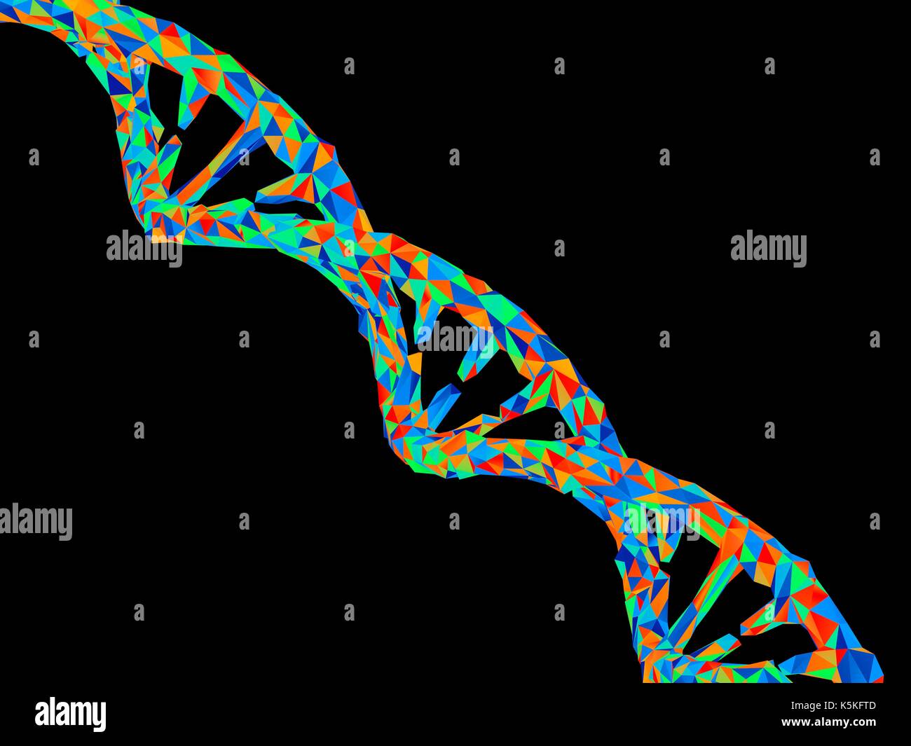 L'ADN (acide désoxyribonucléique) strand, polygone faible illustration style. Banque D'Images