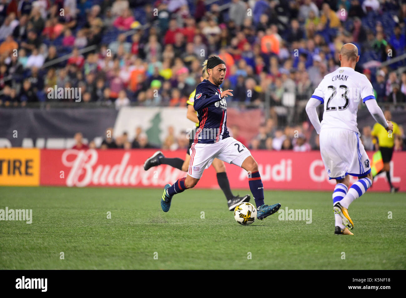 Foxborough, Massachusetts 9 Sep 2017. New England Revolution terrain Lee Nguyen (24) partie en action pendant le match entre MLS l'Impact de Montréal et le New England Revolution tenue au Stade Gillette à Foxborough dans le Massachusetts. Défaite 1-0 de l'impact de la révolution. Eric Canha/CSM/Alamy Live News Banque D'Images