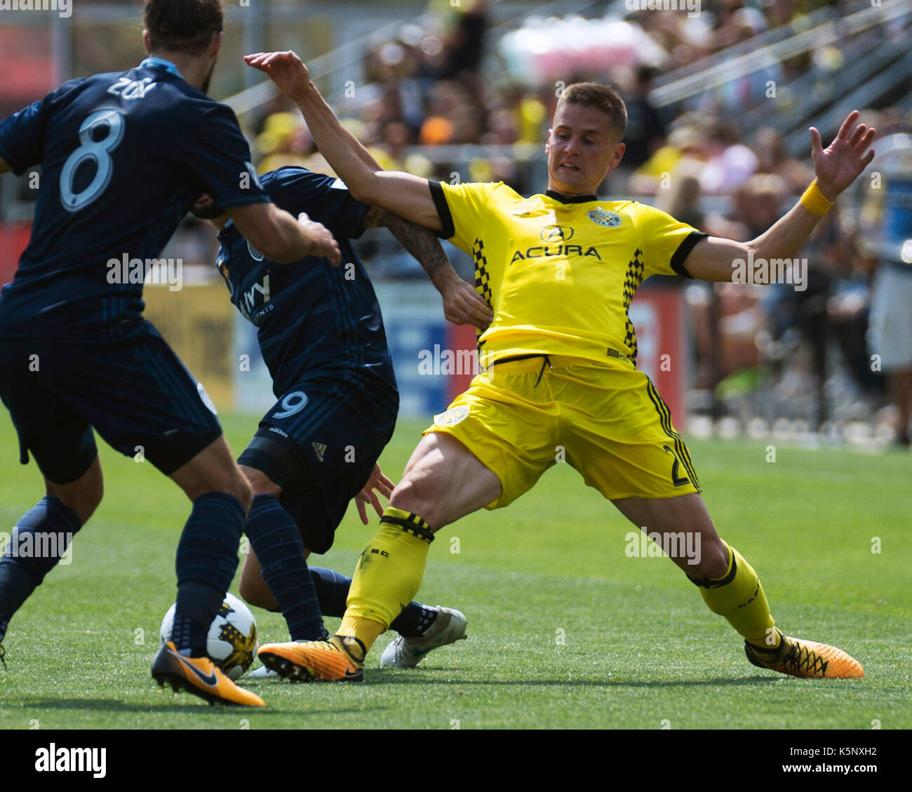 9 septembre 2017 : Columbus Crew sc defender jukka raitala (2) se bat pour la balle contre Kansas city's christian3361 dans leur match au stade mapfre. Columbus, Ohio. brent clark/Alamy live news Banque D'Images 9 septembre 2017 : Columbus Crew sc defender jukka raitala (2) se bat pour la balle contre Kansas city's christian3361 dans leur match au stade mapfre. Columbus, Ohio. brent clark/Alamy live news Banque D'Images
