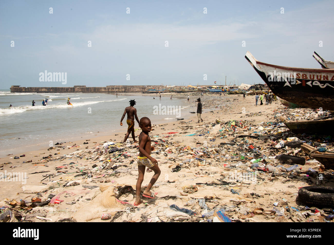 Plage à Jamestown, Accra, Ghana Banque D'Images