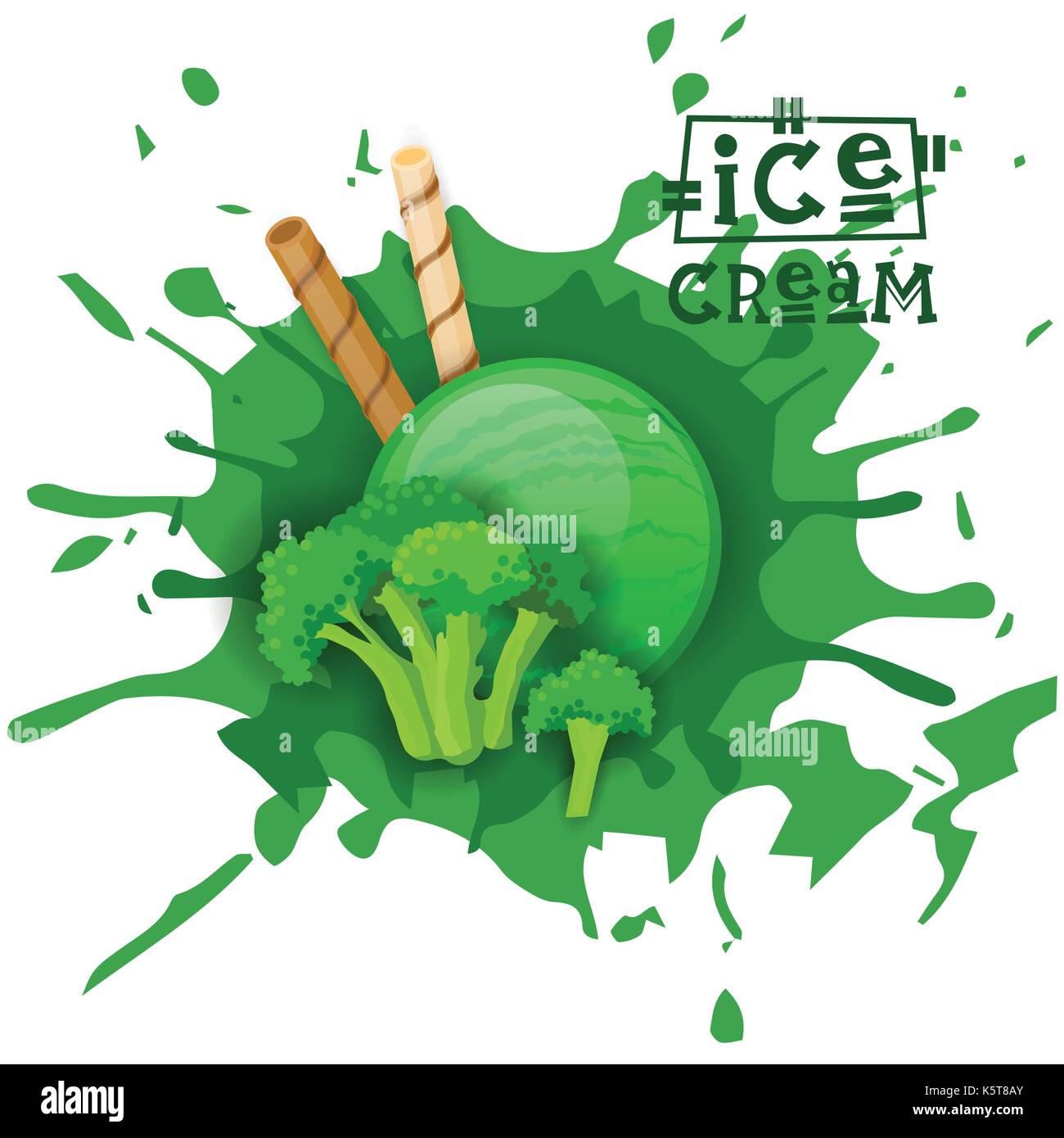 Ice cream ball brocoli dessert choisissez votre goût cafe poster Illustration de Vecteur