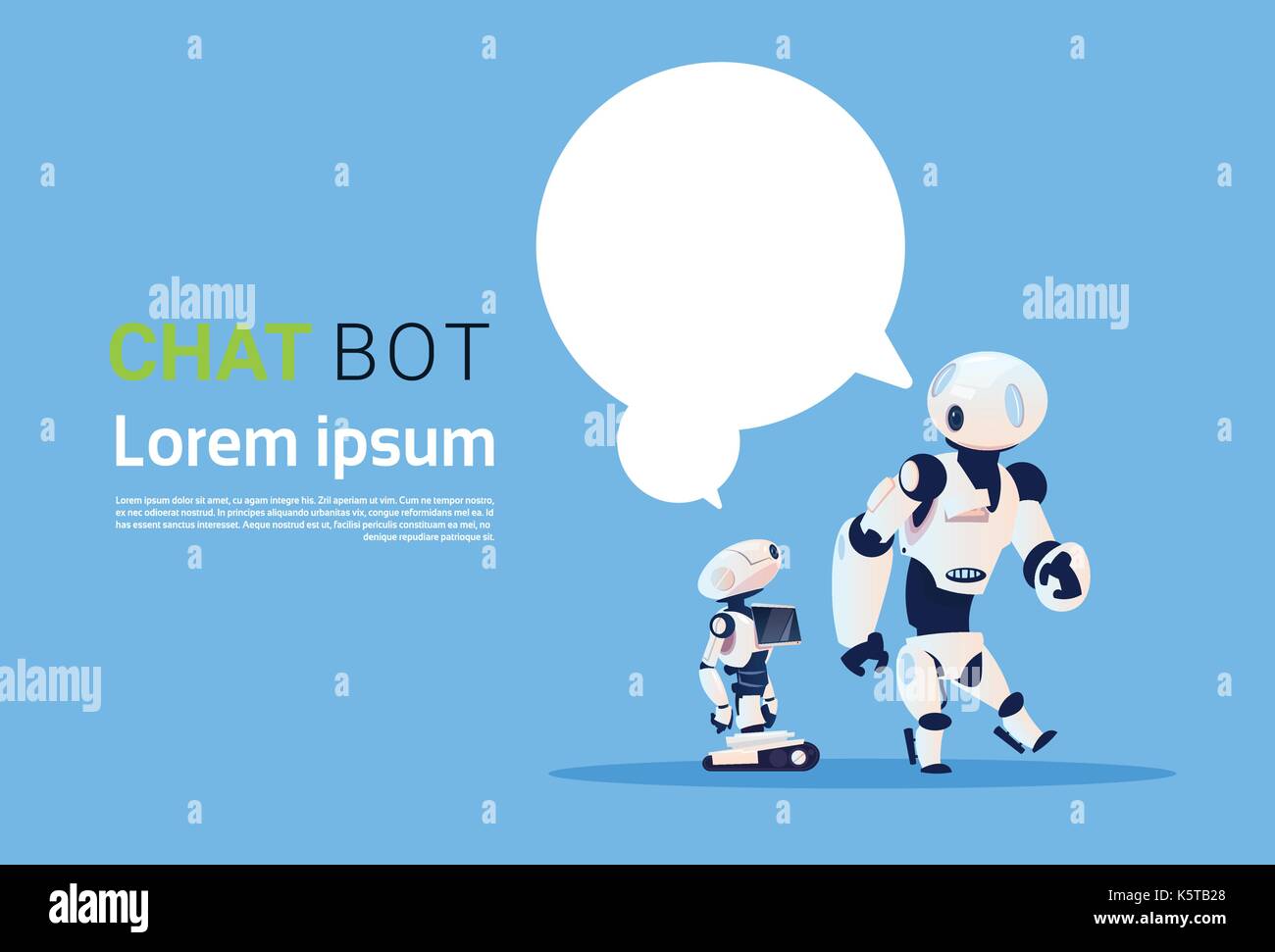 Chat bot, robots d'assistance virtuelle élément de site web ou applications mobiles, concept d'intelligence artificielle Illustration de Vecteur