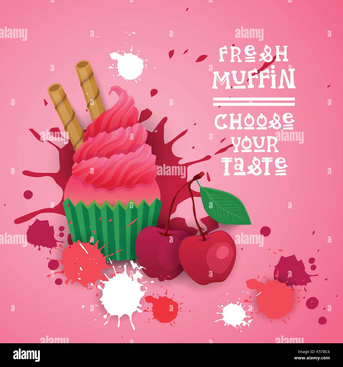 Muffin frais choisissez votre logo goût sucré gâteau délicieux dessert cupcake magnifique Illustration de Vecteur