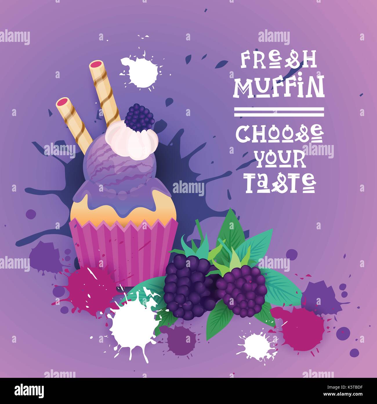 Muffin frais choisissez votre logo goût sucré gâteau délicieux dessert cupcake magnifique Illustration de Vecteur