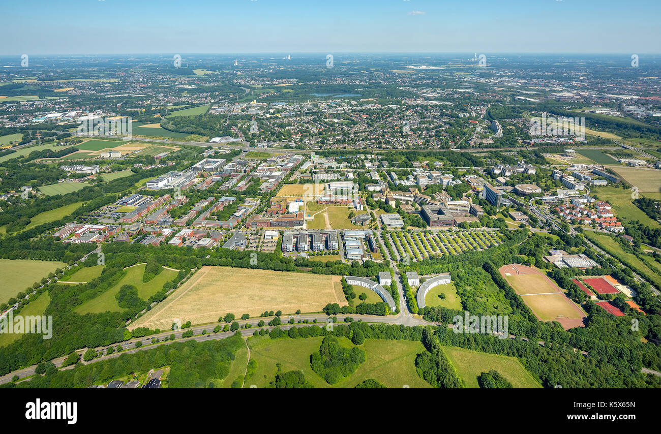 TechnologieParkDortmund sur le campus de l'Université de Dortmund, Dortmund, région de la Ruhr, Rhénanie-du-Nord-Westphalie, Allemagne Dortmund, Europe, phot aérien Banque D'Images