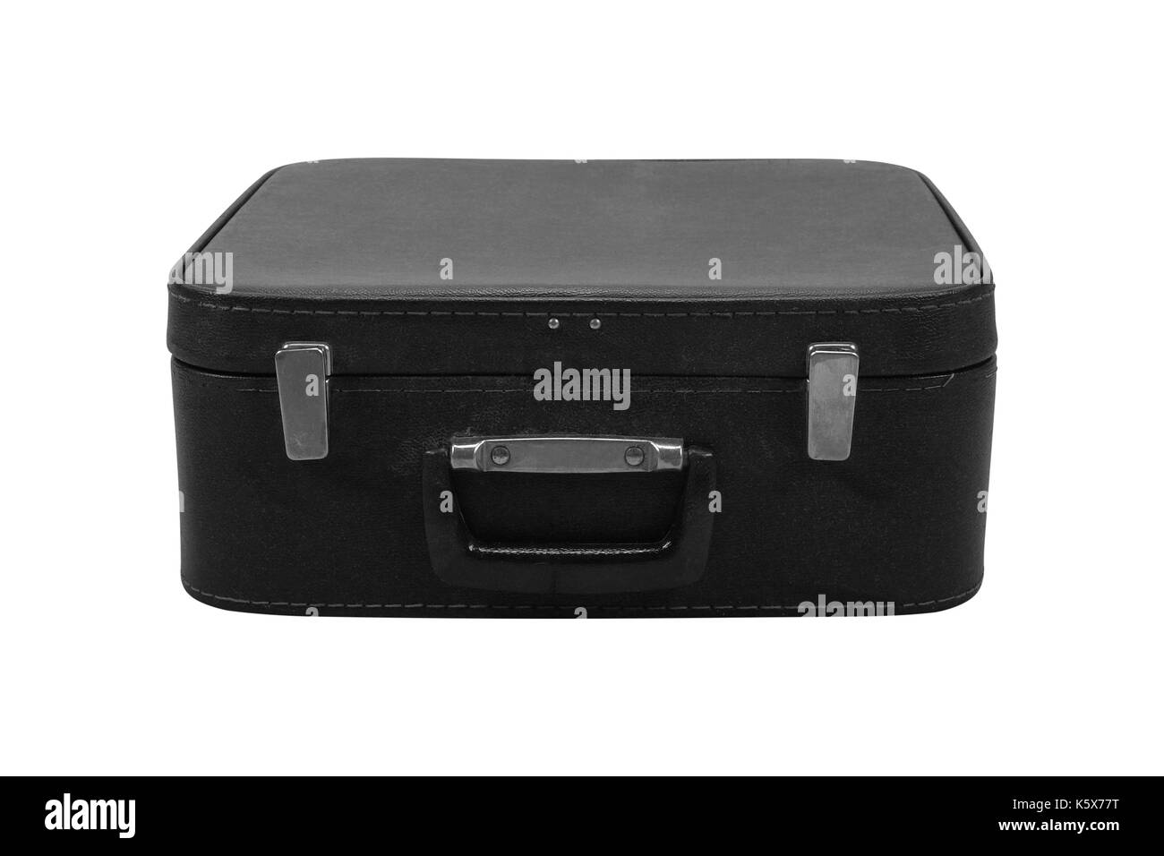 Un rétro une valise noire sur un fond blanc. isolated Banque D'Images