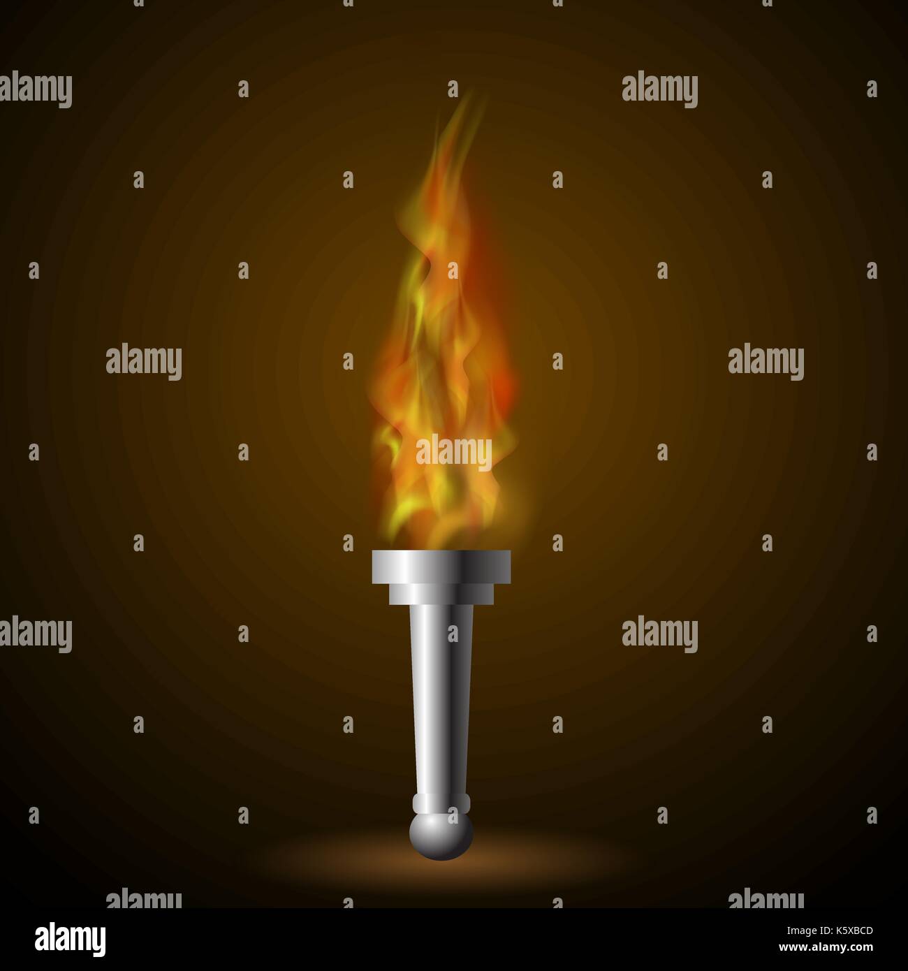 Torche avec feu flamme Illustration de Vecteur