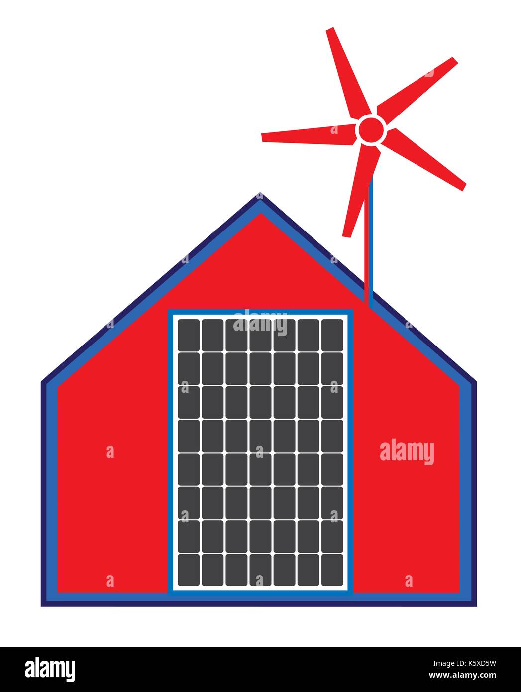 Panneaux solaires et isolé de l'éolienne Illustration de Vecteur