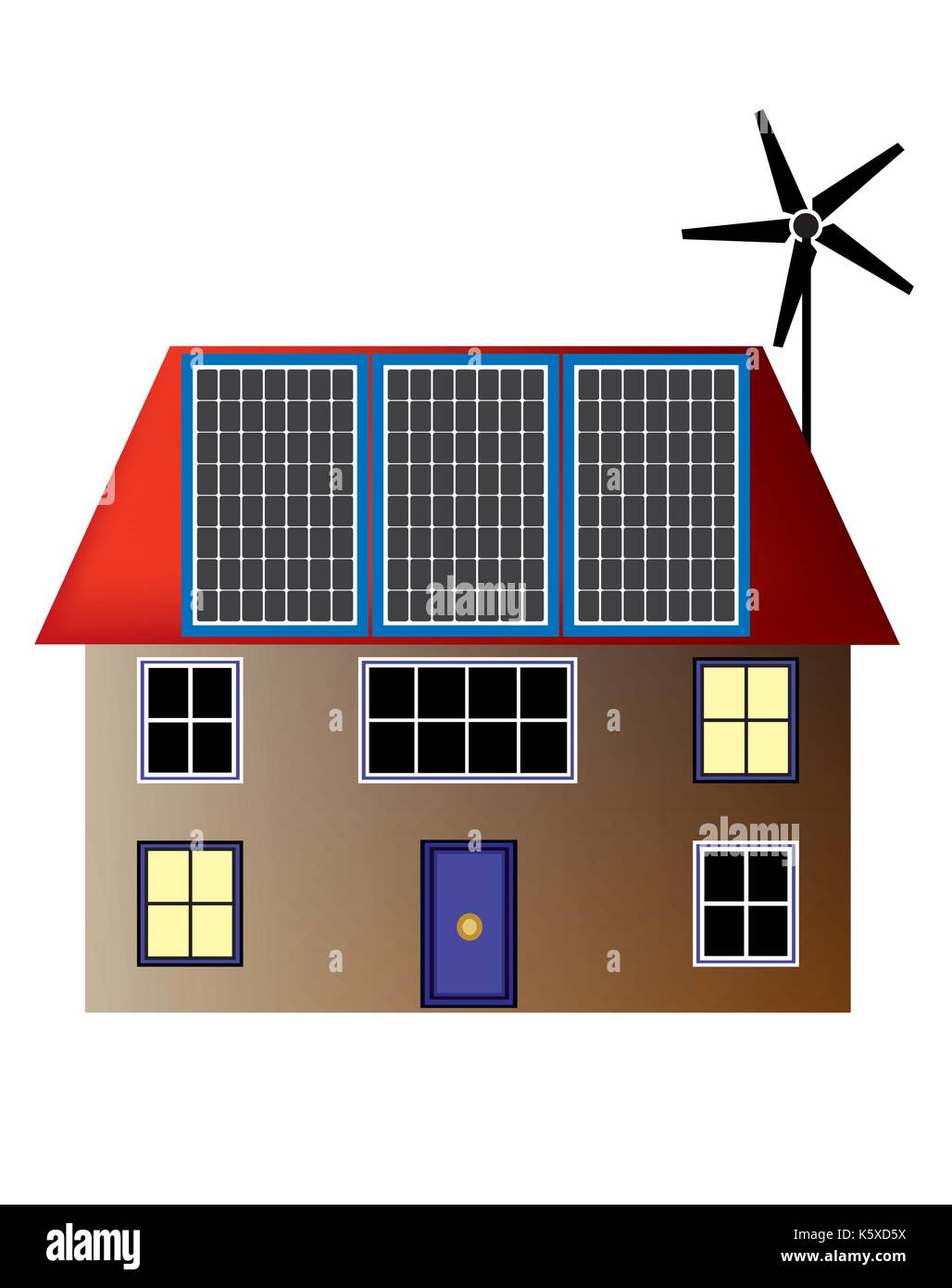 Panneaux solaires et isolé de l'éolienne Illustration de Vecteur