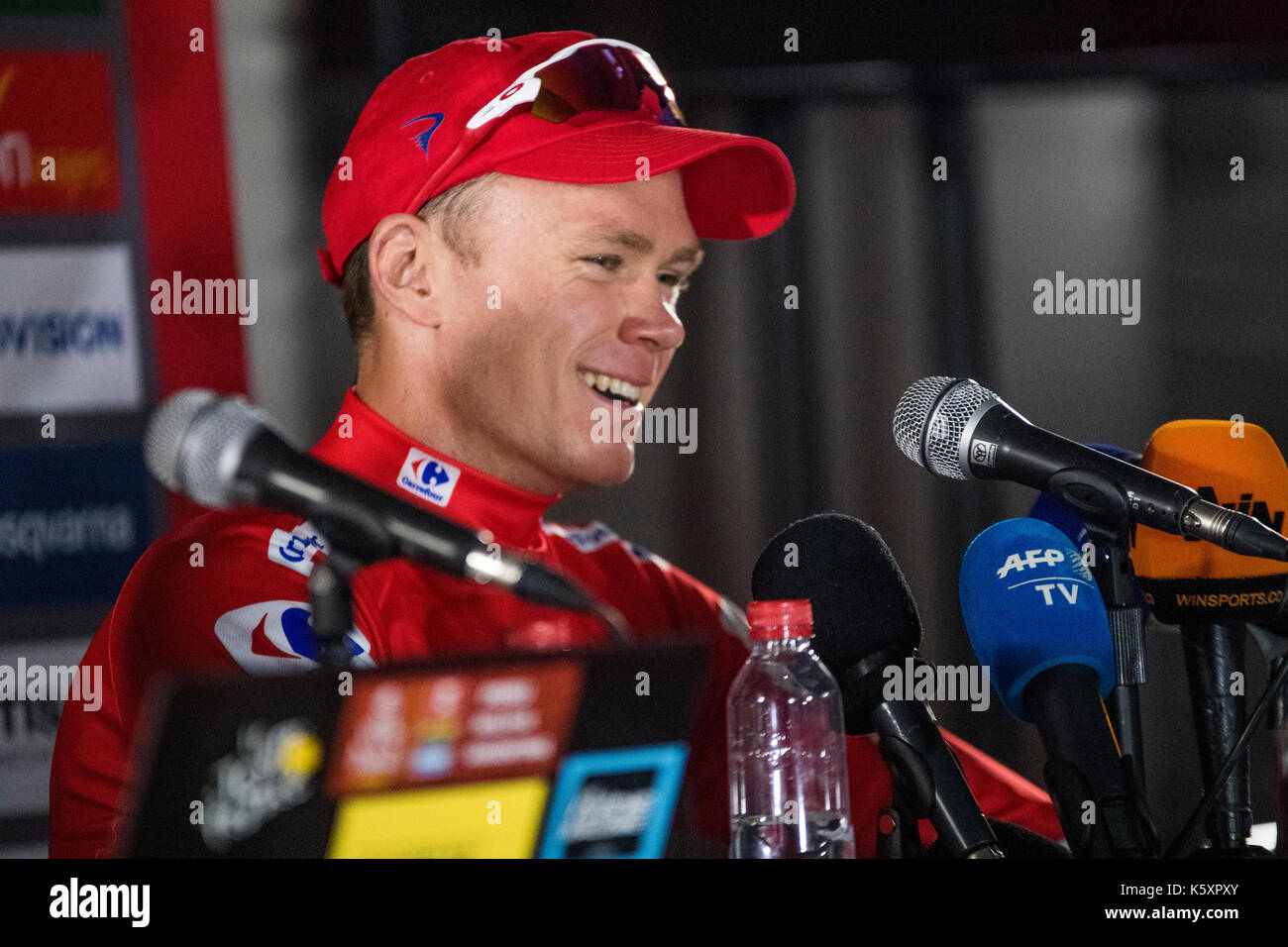 Madrid, Espagne. 10 Septembre, 2017. Chris Froome (Team Sky) à la conférence de presse du Tour d'Espagne (Vuelta) entre Madrid et Madrid le 10 septembre 2017 à Madrid, Espagne. ©david Gato/Alamy Live News Banque D'Images