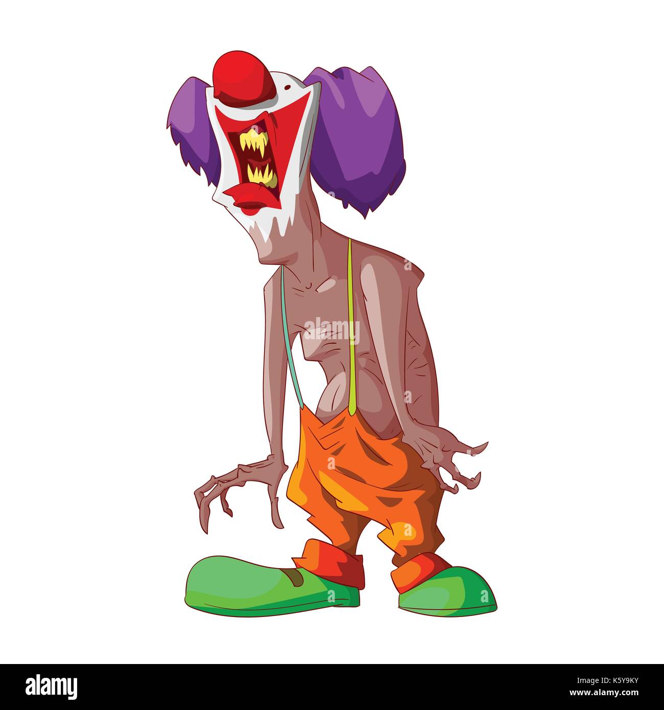 Colorful vector illustration d'un cartoon effrayant, clown maléfique Illustration de Vecteur