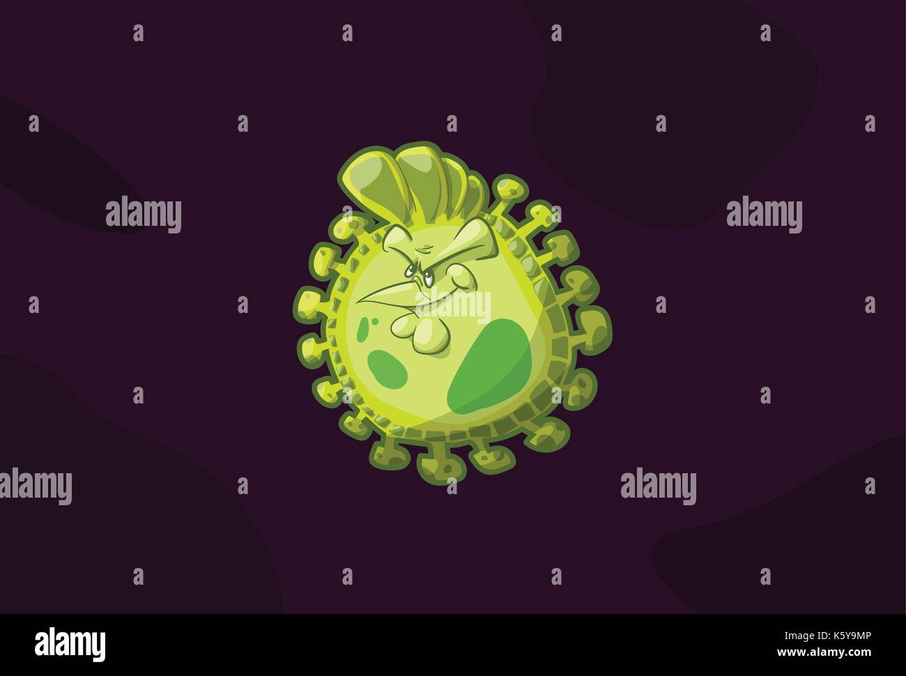 Colorful vector illustration d'un virus H5N1, la grippe à sourire comme un poulet vert. Illustration de Vecteur