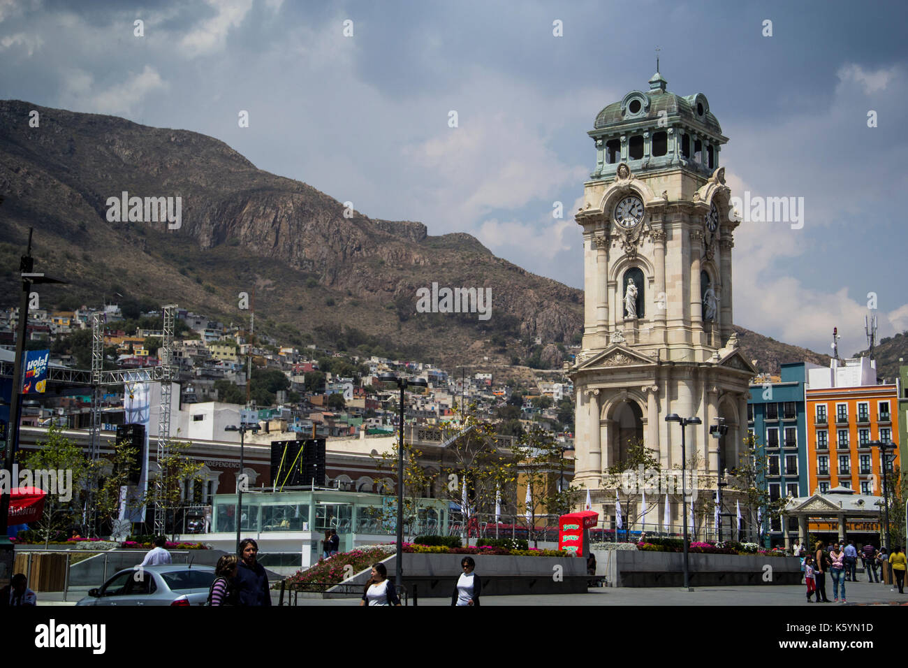 L'horloge monumentale de Pachuca, également connue sous le nom d'horloge de Pachuca, est une tour d'horloge située dans la ville de Pachuca de Soto. Banque D'Images