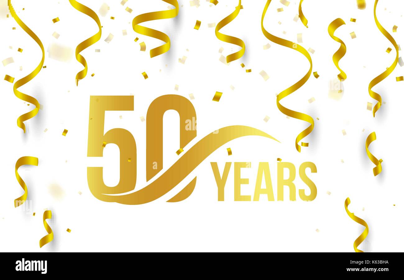 Numero De Couleur Or Isole Avec 50 Ans Mot Icone Sur Fond Blanc Avec La Chute De Confettis Et De Rubans D Or 50e Anniversaire Message D Anniversaire Logo Element De La Carte Vector Numero De Couleur Or Isole Avec 50 Ans Mot Icone Sur Fond Blanc Avec La Chute De Confettis Et De Rubans D Or 50e Anniversaire Message D Anniversaire Logo Element De La Carte Vector