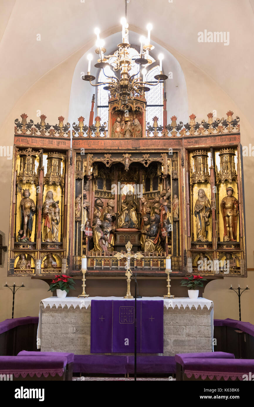 Bernt Notke saint-esprit l'autel de 1483 à l'intérieur de l'église du Saint-Esprit, vieille ville, Tallinn, Estonie, Europe Banque D'Images