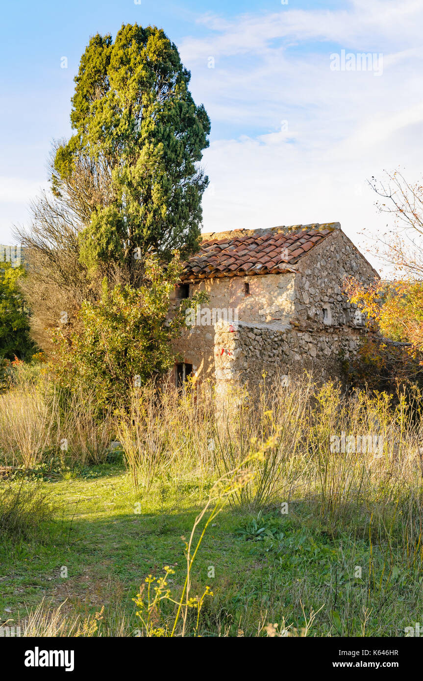 Une vieille maison en pierre dans provence, près de Brignoles (gareoult) dans le sud de la france Banque D'Images