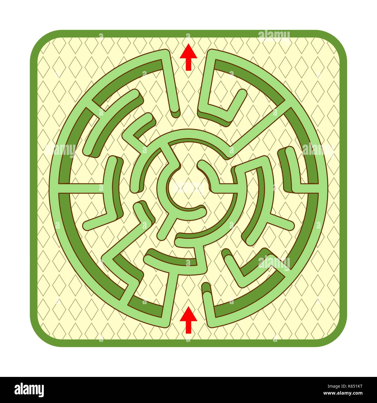 Résumé trois dimensions en forme de cercle jeu de labyrinthe de couverture modèle, vue de dessus, prêt à l'emploi. ou ajouter le texte de la légende et de personnages de dessins animés, si nécessaire. Illustration de Vecteur