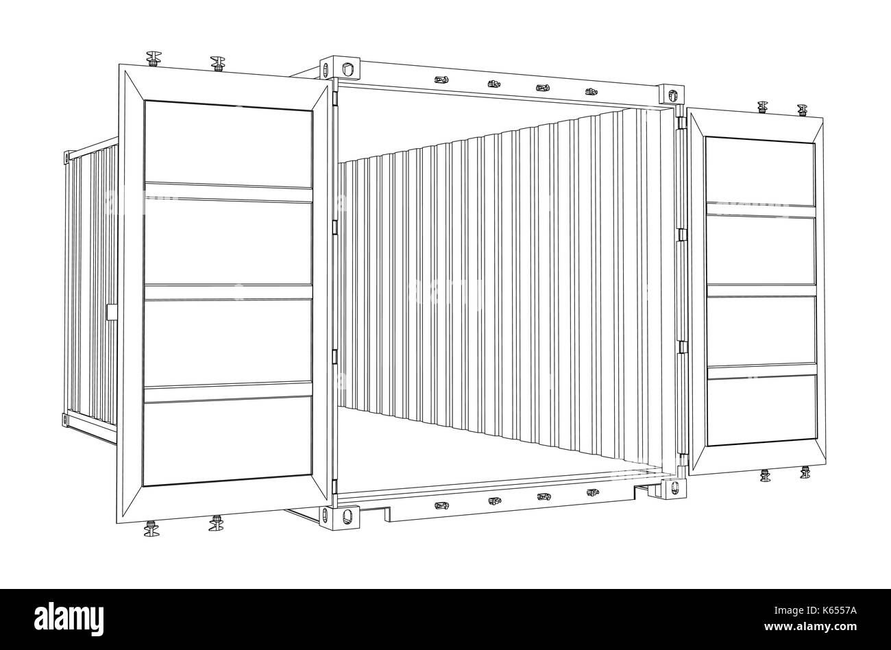 Ouvrir le conteneur vide. style fil de fer Illustration de Vecteur