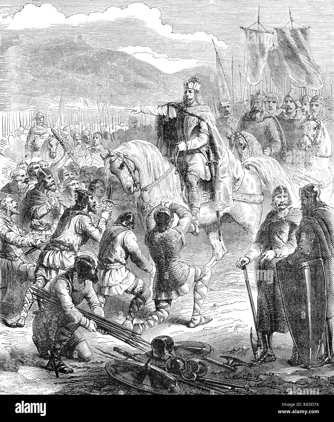 Charlemagne ou Charles le Grand, les baptêmes de masse, Saxon Guerres, 780 Banque D'Images