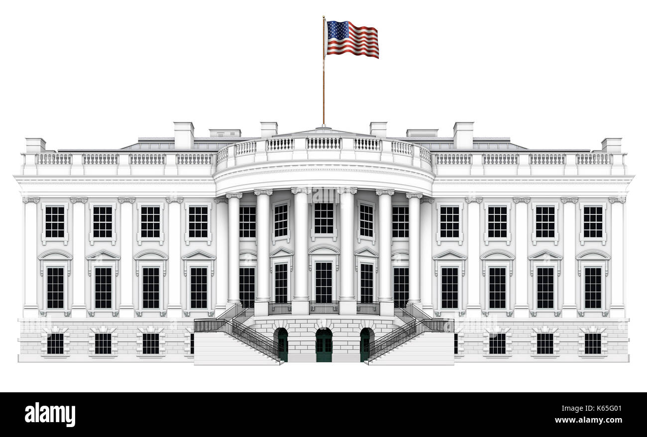 Illustration numérique de la vue du sud de la Maison Blanche. Comprend un chemin de détourage. Banque D'Images