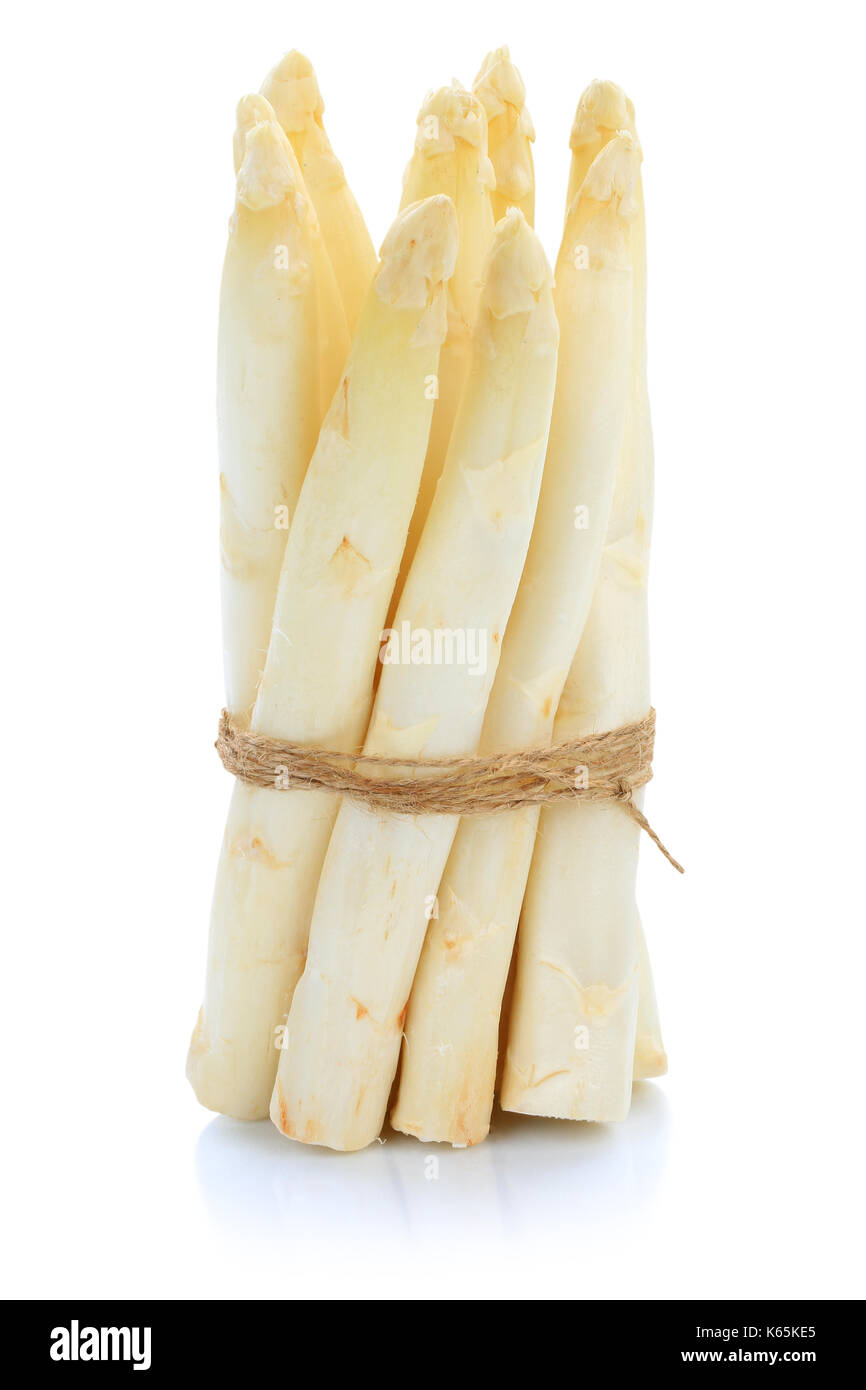 Botte d'asperges blanches légumes isolé sur un fond blanc Banque D'Images
