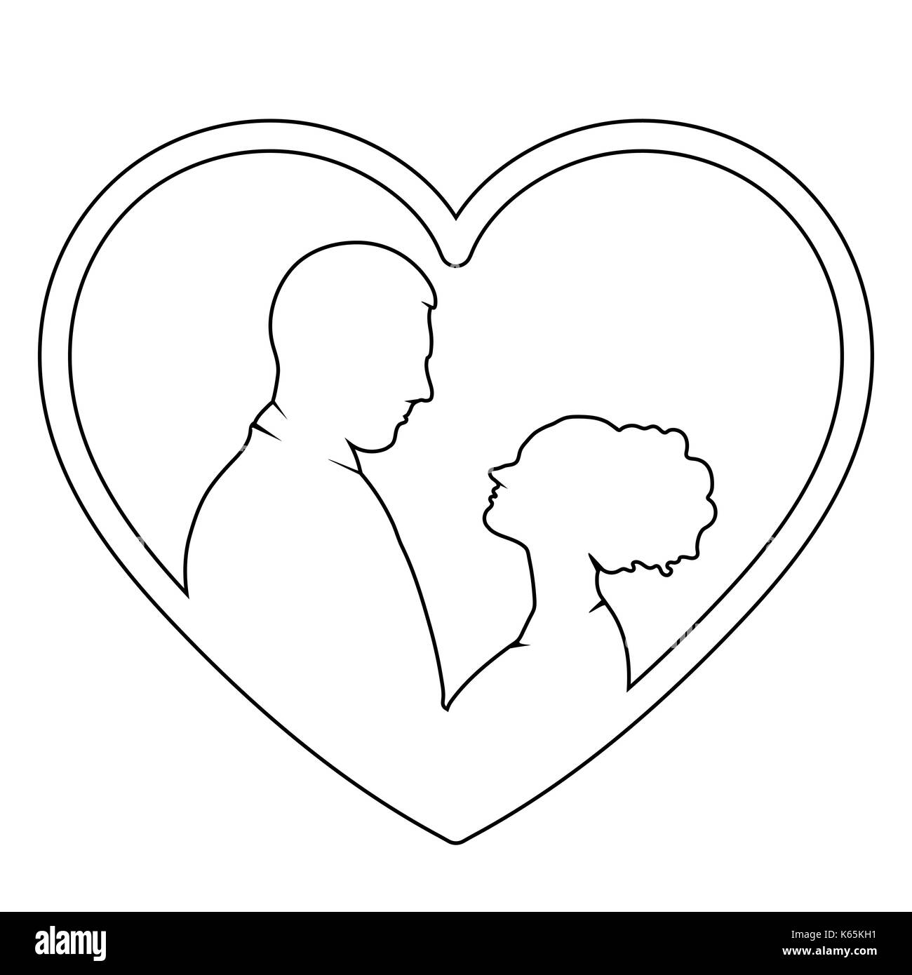 Couple In Love Contours Vector Icone Plate Logo Epoux D Ossature Dessin Contours De Aiment Les Hommes Et Les Femmes A La Recherche A L Autre Dans L Entendre Image Vectorielle Stock Alamy