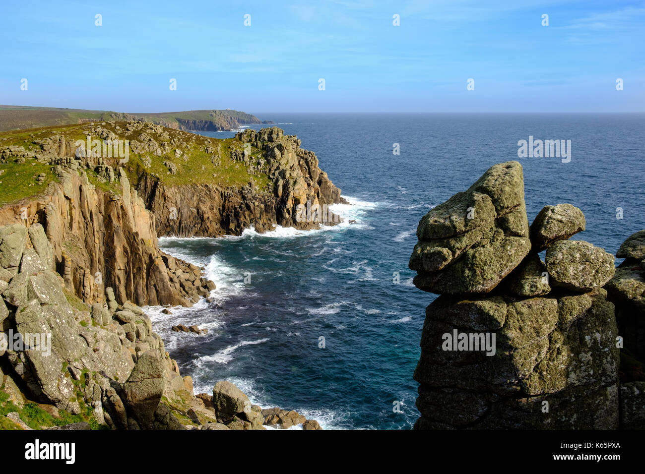 Falaises, Land's End, Cornwall, Angleterre, Grande-Bretagne Banque D'Images