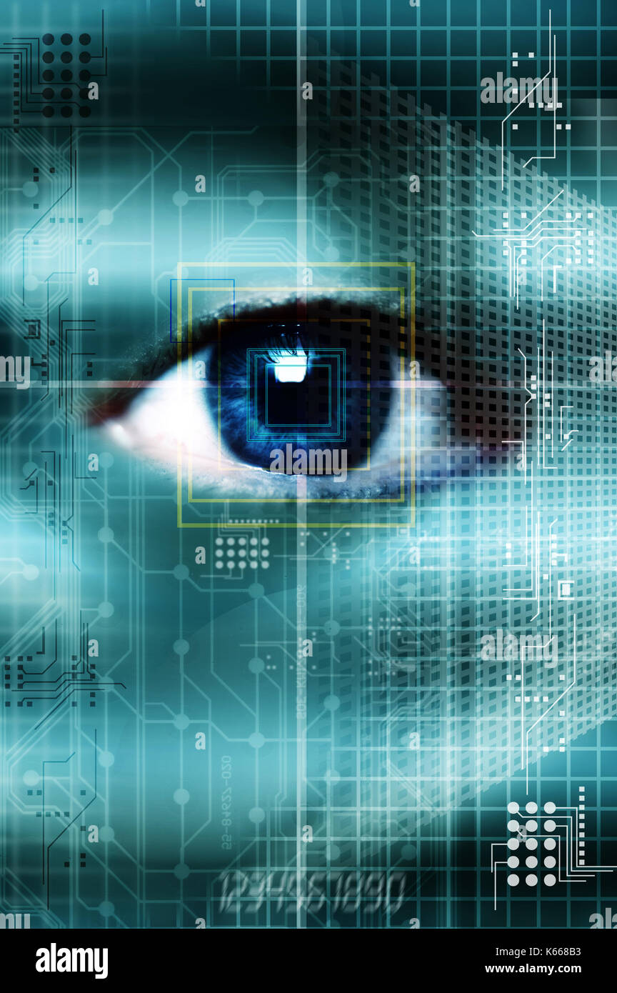 Eye scan biométrique, la vérification d'identité concept Banque D'Images