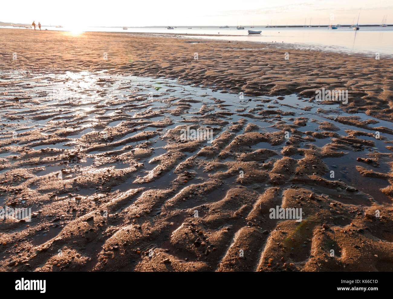 Les ondulations de sable au lever du soleil à Provincetown, Massachusetts sur Cape Cod. Banque D'Images