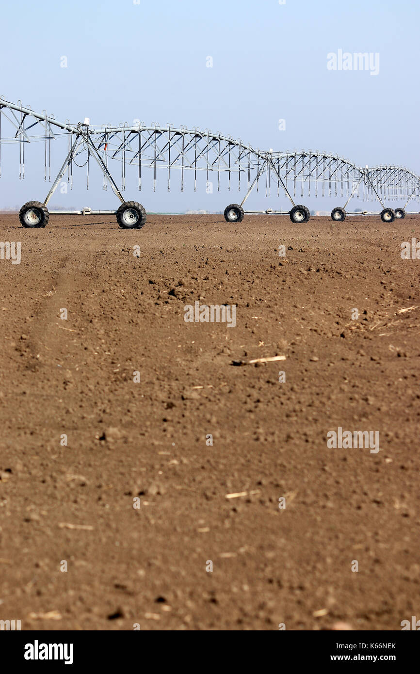 Système de gicleurs du pivot central de l'agriculture sur le terrain Banque D'Images