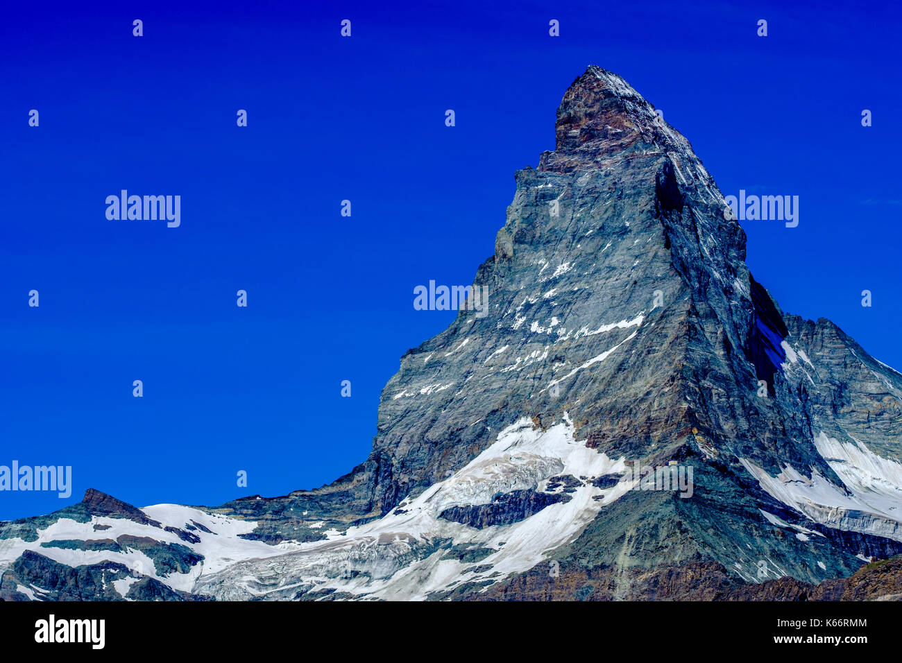 L'Est et la face nord du mont Cervin, Monte Cervino, avec ciel bleu clair Banque D'Images