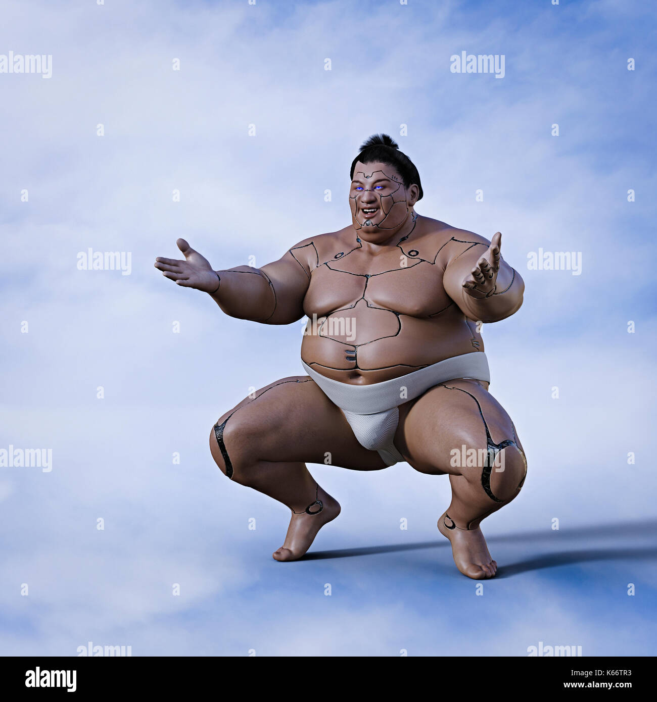Robot sumo wrestler accroupie Banque D'Images Robot sumo wrestler accroupie Banque D'Images