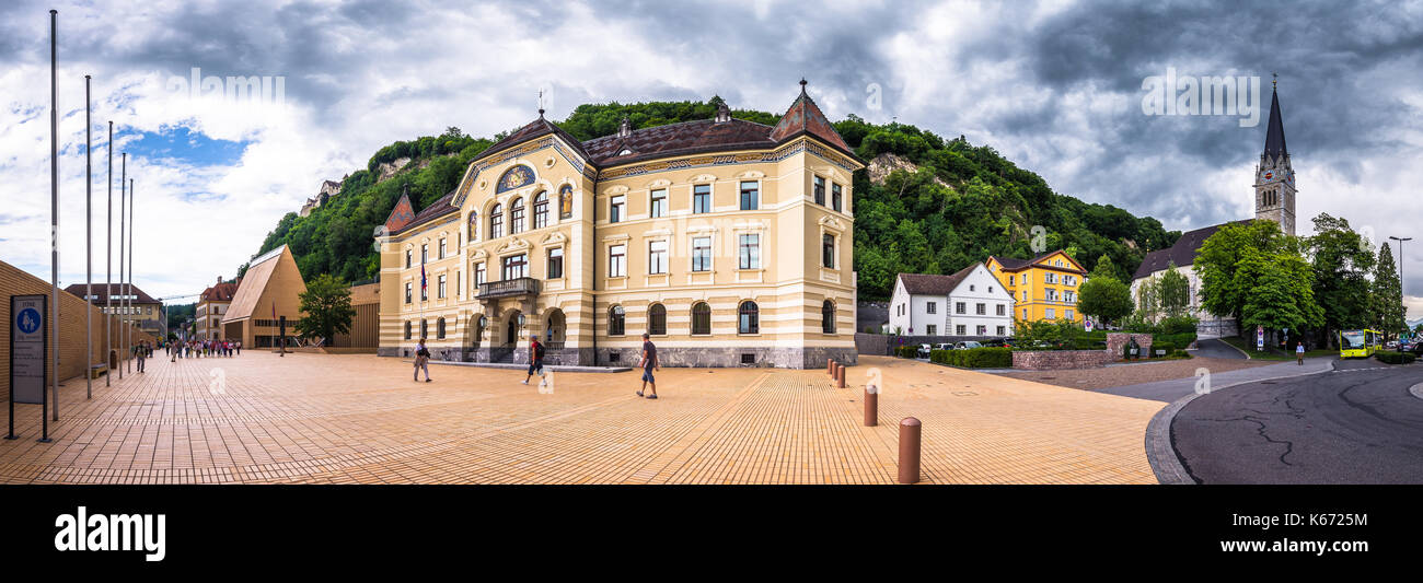 L'ancien bâtiment du parlement à Vaduz, Liechtenstein. Banque D'Images